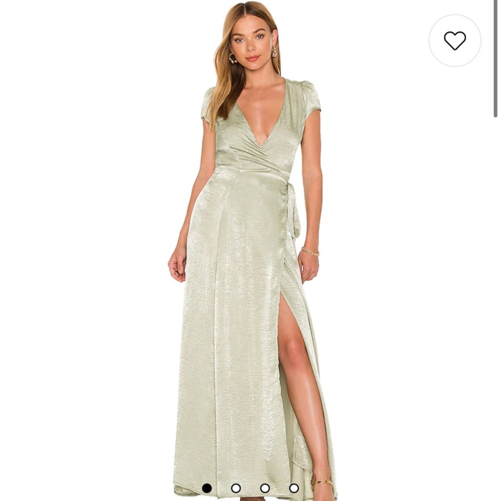 Revolve Resa Satin Wrap Maxi Dress Green (Sage) (Lindsay)